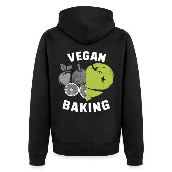 Vegan Baking Heart Fruit Kitchen - Unisex Premium Organic Zip Hoodie - black - Back - Nico (187cm)