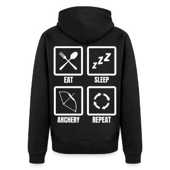 Manger Dormir Tir à l’arc Répéter - Veste à capuche bio Premium Unisexe - noir - Dos - Nico (187cm)