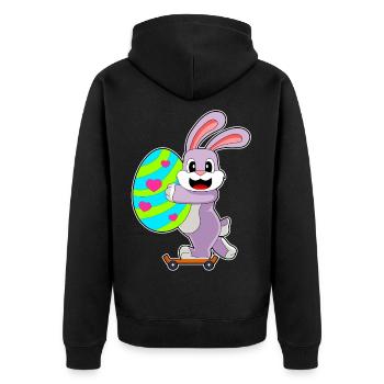 Hase Ostern Skateboard - Unisex Premium Bio Zip Hoodie - Schwarz - Hinten - Nico (187cm)