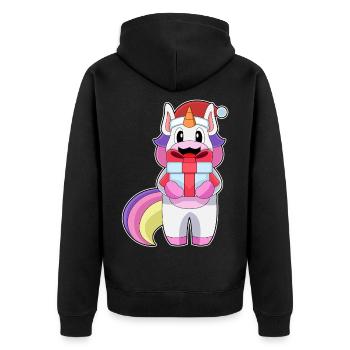 Unicorn Christmas Package - Unisex Premium Organic Zip Hoodie - black - Back - Nico (187cm)
