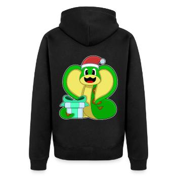 Snake Christmas Package - Unisex Premium Organic Zip Hoodie - black - Back - Nico (187cm)