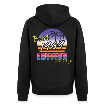 Best Edition 1969 - Unisex Premium Bio Zip Hoodie - Schwarz - Hinten - Nico (187cm)