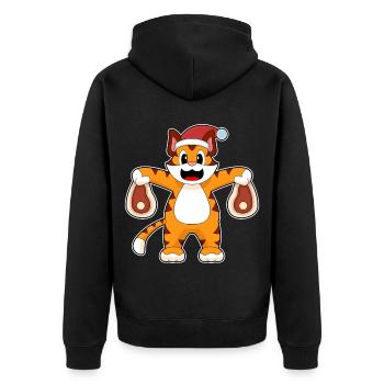 Viande de Noël tigrée - Veste à capuche bio Premium Unisexe - noir - Dos - Nico (187cm)