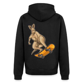 Kangaroo Skater Skateboard Sport - Unisex Premium Organic Zip Hoodie - black - Back - Nico (187cm)