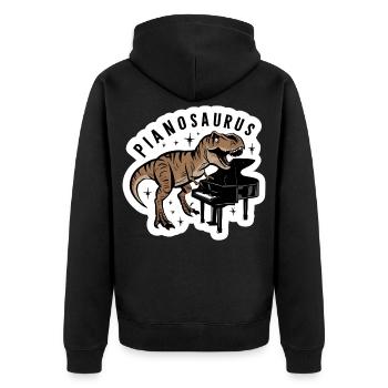 Pianosaurus Virtuoso Stegosaurus mit Frack Klavier - Unisex Premium Bio Zip Hoodie - Schwarz - Hinten - Nico (187cm)