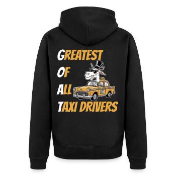 Greatest of All Taxi Drivers Llama goat Fun Cab - Unisex Premium Organic Zip Hoodie - black - Back - Nico (187cm)