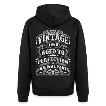 Vintage 1960 Man Myth Legend 62th Birthday shirt - Unisex Premium Organic Zip Hoodie - black - Back - Nico (187cm)