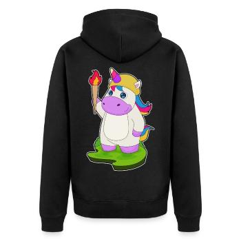 Unicorn Torch - Unisex Premium Organic Zip Hoodie - black - Back - Nico (187cm)