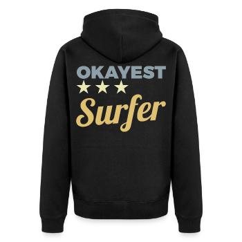 Average surfer - Unisex Premium Organic Zip Hoodie - black - Back - Nico (187cm)