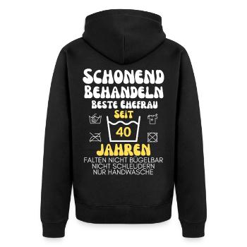 Gentle treatment for 40 years - Unisex Premium Organic Zip Hoodie - black - Back - Nico (187cm)