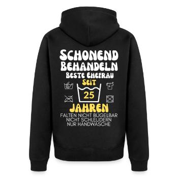 Design for the silver wedding for the 25th anniversary - Unisex Premium Organic Zip Hoodie - black - Back - Nico (187cm)