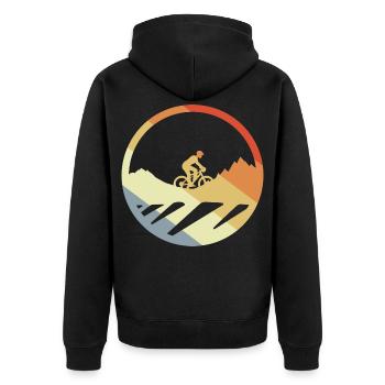 VTT Dessin Vintage - Veste à capuche bio Premium Unisexe - noir - Dos - Nico (187cm)