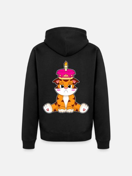 Tiger Birthday Cake - Unisex Premium Organic Zip Hoodie - black