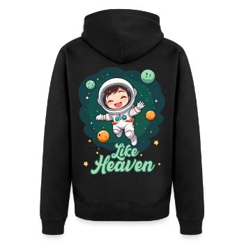 Like Heaven - Astronaut - Unisex Premium Bio Zip Hoodie - Schwarz - Hinten - Nico (187cm)