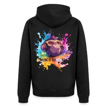 Music is the monkey pun - Unisex Premium Organic Zip Hoodie - black - Back - Nico (187cm)