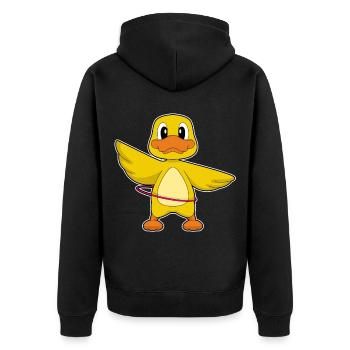 Gymnastique d’entraînement avec cerceau de fitness canard - Veste à capuche bio Premium Unisexe - noir - Dos - Nico (187cm)