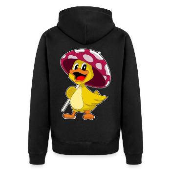 Ente Regenschirm - Unisex Premium Bio Zip Hoodie - Schwarz - Hinten - Nico (187cm)