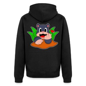 Funny Mole - Unisex Premium Organic Zip Hoodie - black - Back - Nico (187cm)