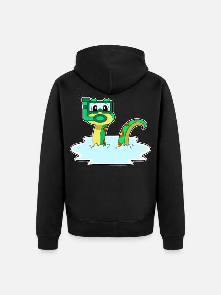 Snake Diver Snorkel Diving - Unisex Premium Organic Zip Hoodie - black