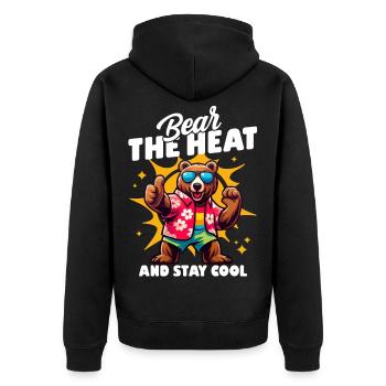Cool bear with sunglasses and pun saying - Unisex Premium Organic Zip Hoodie - black - Back - Nico (187cm)