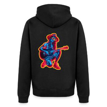 Retro Guitaristin - Unisex Premium Bio Zip Hoodie - Schwarz - Hinten - Nico (187cm)