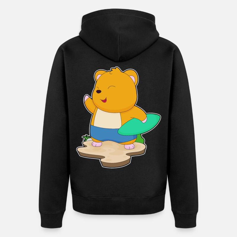 Hamster Surfer Planche de surf - Veste à capuche bio Premium Unisexe - noir
