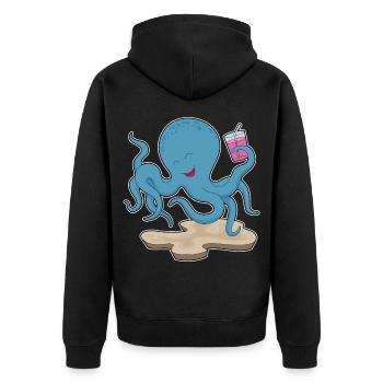 Krake Saft - Unisex Premium Bio Zip Hoodie - Schwarz - Hinten - Nico (187cm)