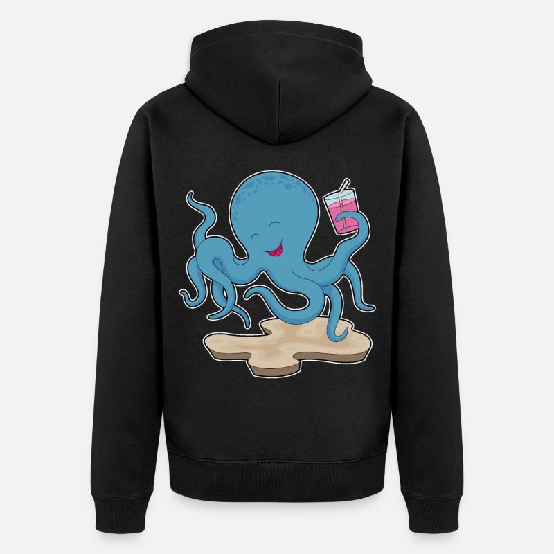 Krake Saft - Unisex Premium Bio Zip Hoodie - Schwarz