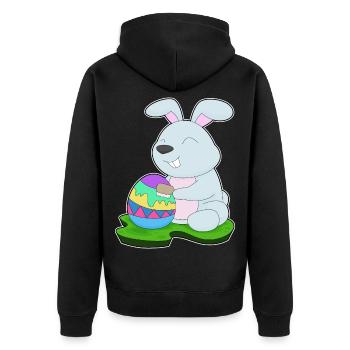 Hase Ostern Osterei - Unisex Premium Bio Zip Hoodie - Schwarz - Hinten - Nico (187cm)