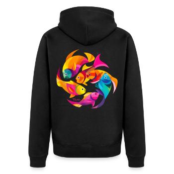 Couleurs tropicales - Veste à capuche bio Premium Unisexe - noir - Dos - Nico (187cm)