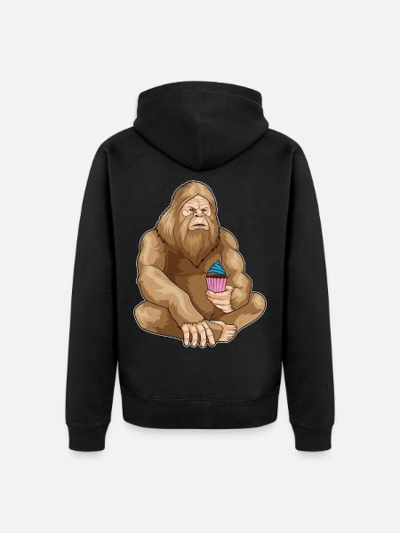Bigfoot Halloween Cupcake - Unisex Premium Organic Zip Hoodie - black