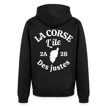 Corse, île de beauté, j'aime la Corse - Veste à capuche bio Premium Unisexe - noir - Dos - Nico (187cm)