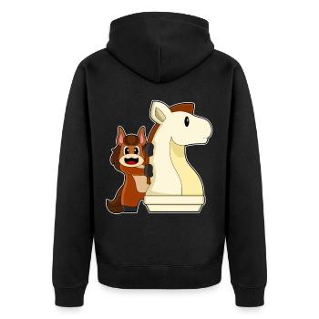 Pferd Schachfigur Springer Schach - Unisex Premium Bio Zip Hoodie - Schwarz - Hinten - Nico (187cm)