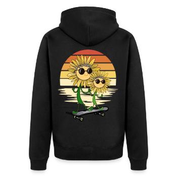 Tournesol d’été Skater Tournesol - Veste à capuche bio Premium Unisexe - noir - Dos - Nico (187cm)