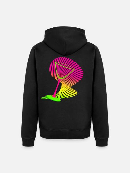 Cocktail Glass Shape Neon - Unisex Premium Organic Zip Hoodie - black