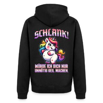 Mince et sûr de lui : une déclaration ironique - Veste à capuche bio Premium Unisexe - noir - Dos - Nico (187cm)