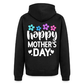 Schönen Muttertag - Unisex Premium Bio Zip Hoodie - Schwarz - Hinten - Nico (187cm)