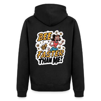bee bees marathon runner joke qoute - Unisex Premium Bio Zip Hoodie - Schwarz - Hinten - Nico (187cm)