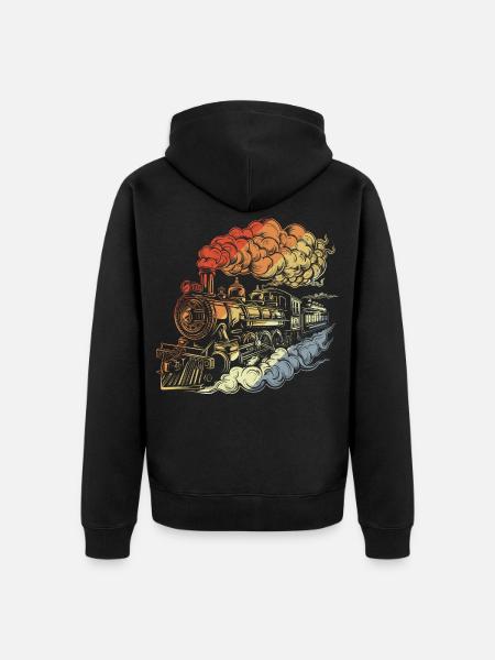 Retro Dampflokomotive - Unisex Premium Bio Zip Hoodie - Schwarz