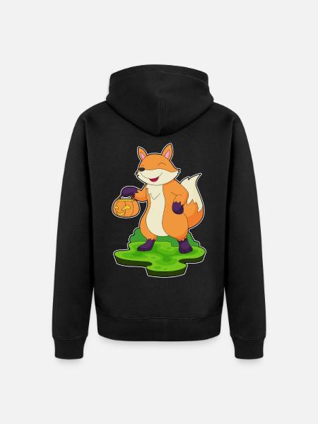 Fuchs Halloween Kürbis - Unisex Premium Bio Zip Hoodie - Schwarz