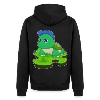 Tortoise Student Cap School - Unisex Premium Organic Zip Hoodie - black - Back - Nico (187cm)