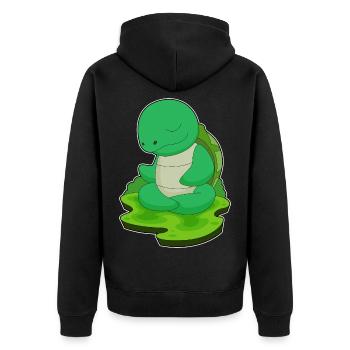 Tortoise Yoga Fitness Meditation - Unisex Premium Organic Zip Hoodie - black - Back - Nico (187cm)