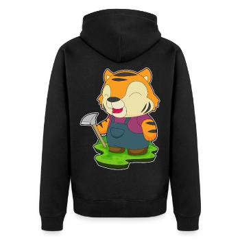 Tiger Bergarbeiter Spitzhacke Bergbau - Unisex Premium Bio Zip Hoodie - Schwarz - Hinten - Nico (187cm)