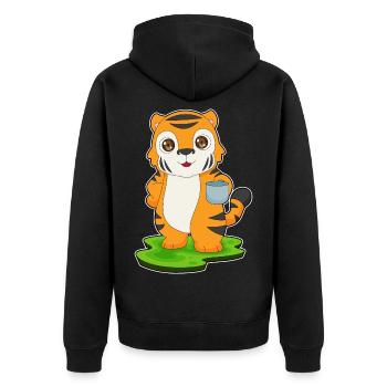 Tasse de tigre - Veste à capuche bio Premium Unisexe - noir - Dos - Nico (187cm)