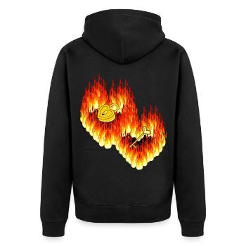 Herzen Liebe Flammen Valentinstag Beziehung - Unisex Premium Bio Zip Hoodie - Schwarz - Hinten - Nico (187cm)