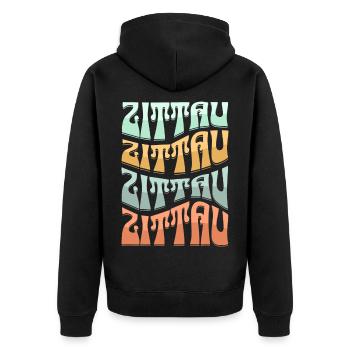 Zittau Stadt am Dreiländereck Oberlausitz Heimat - Unisex Premium Bio Zip Hoodie - Schwarz - Hinten - Nico (187cm)