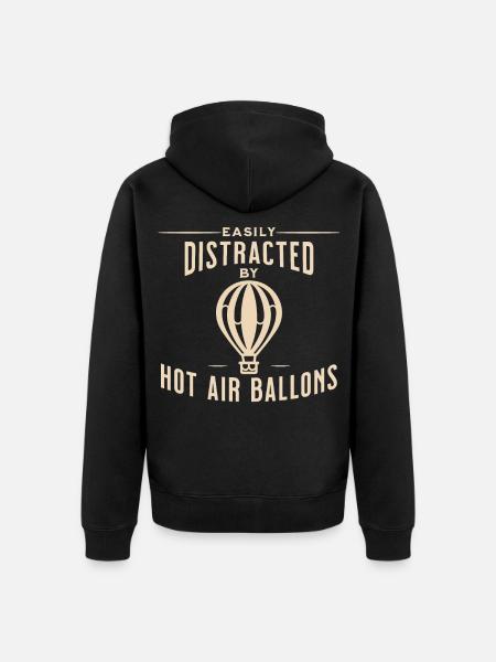 Leicht Ablenkbar durch Heißluftballons Lustig - Unisex Premium Bio Zip Hoodie - Schwarz