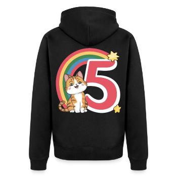 Süße Katze - 5. Geburtstag - 5 Jahre - Unisex Premium Bio Zip Hoodie - Schwarz - Hinten - Nico (187cm)