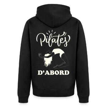 Fitness yoga pilates - Veste à capuche bio Premium Unisexe - noir - Dos - Nico (187cm)