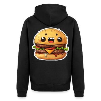 Mignon Kawaii Burger – Design de dessin animé rieur - Veste à capuche bio Premium Unisexe - noir - Dos - Nico (187cm)